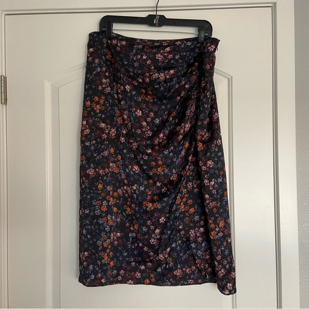 Abercrombie Black Floral Midi Skirt